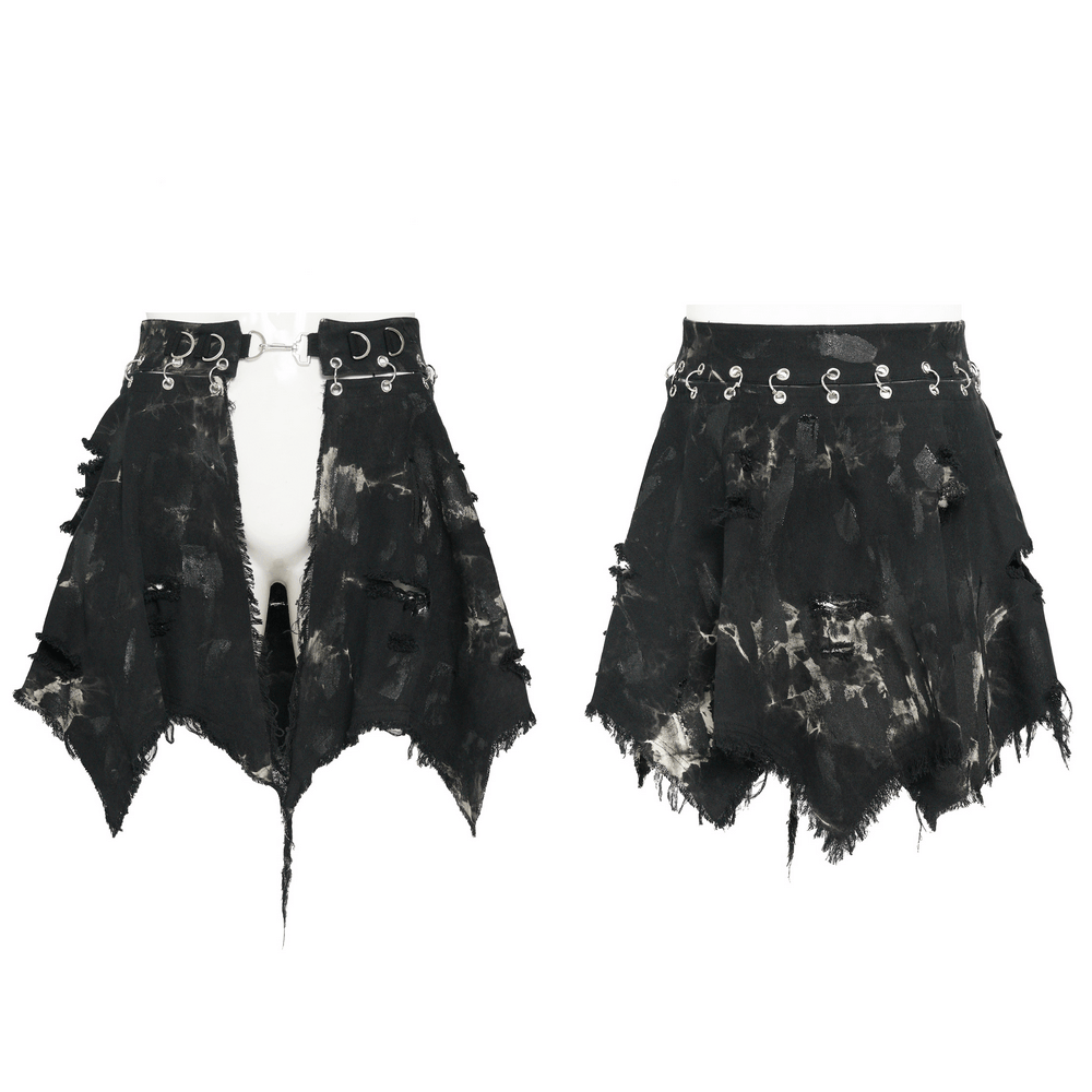 Men's Distressed Punk Waist Skirt With Asymmetrical Hem