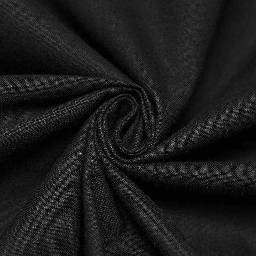 Men's Gothic Black Button-Up Shirt with Lantern Sleeves