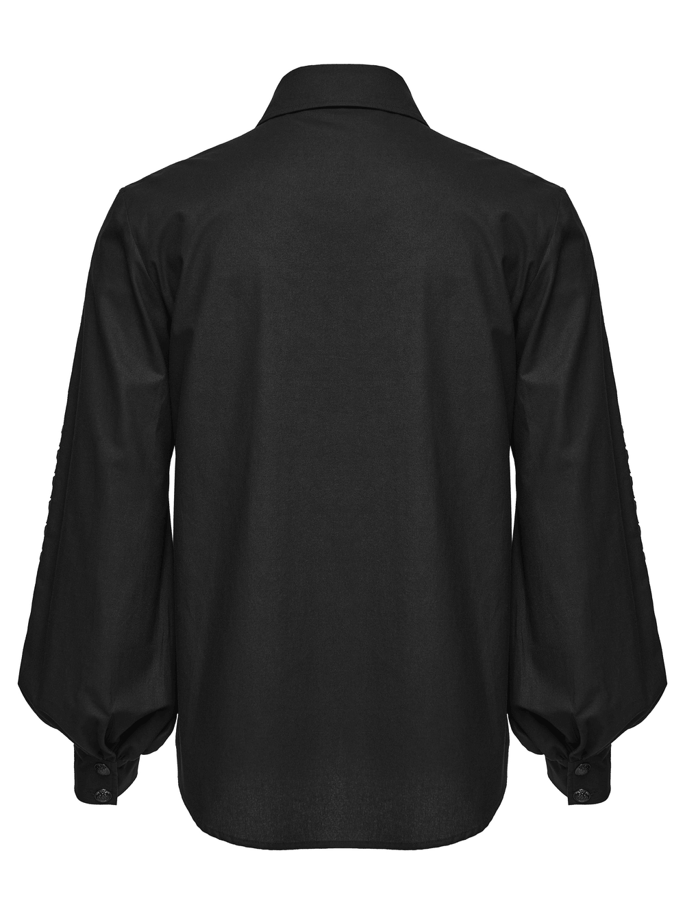 Men's Gothic Black Button-Up Shirt with Lantern Sleeves
