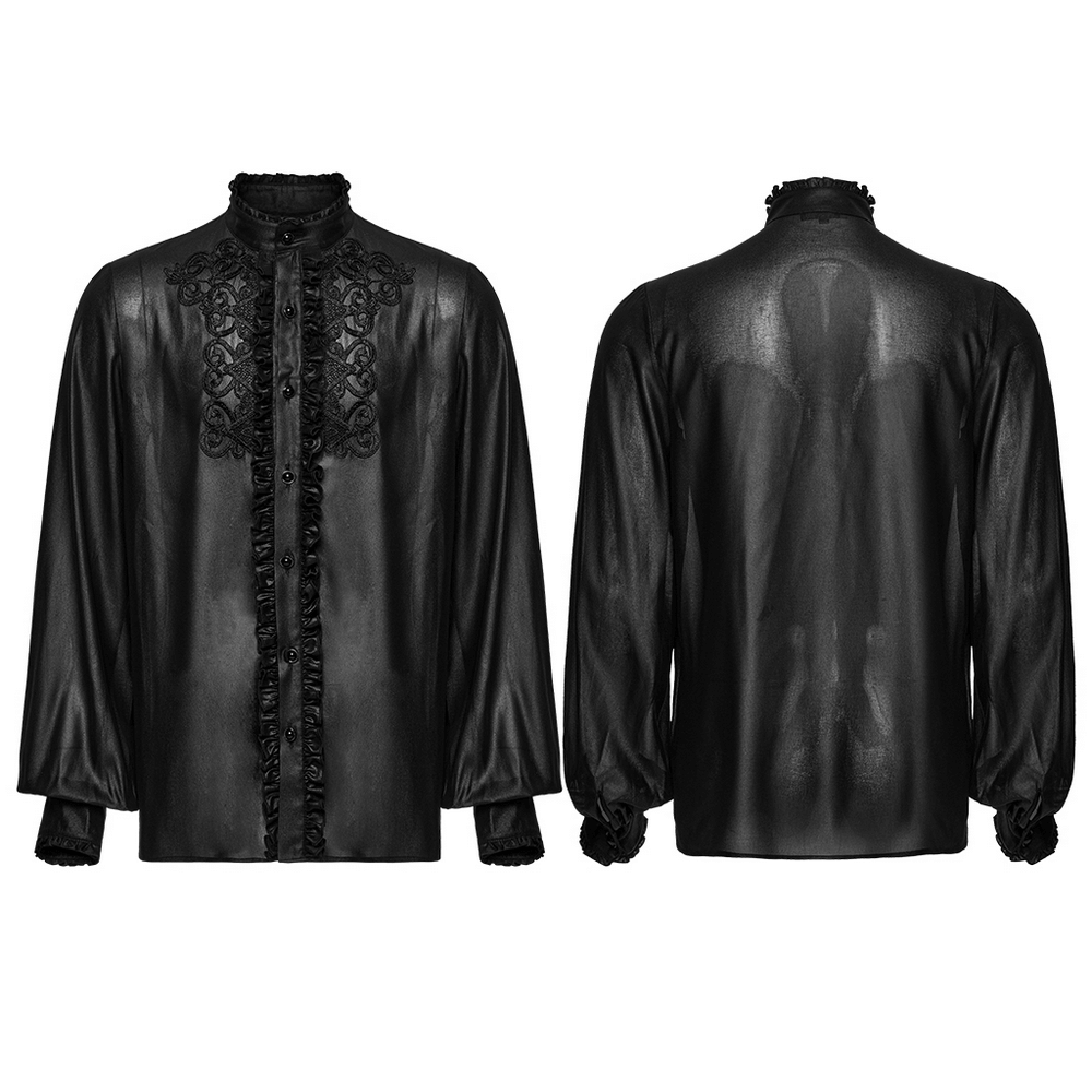 US SALE of Men's Gothic Chiffon Shirt with Ruffles and Lace