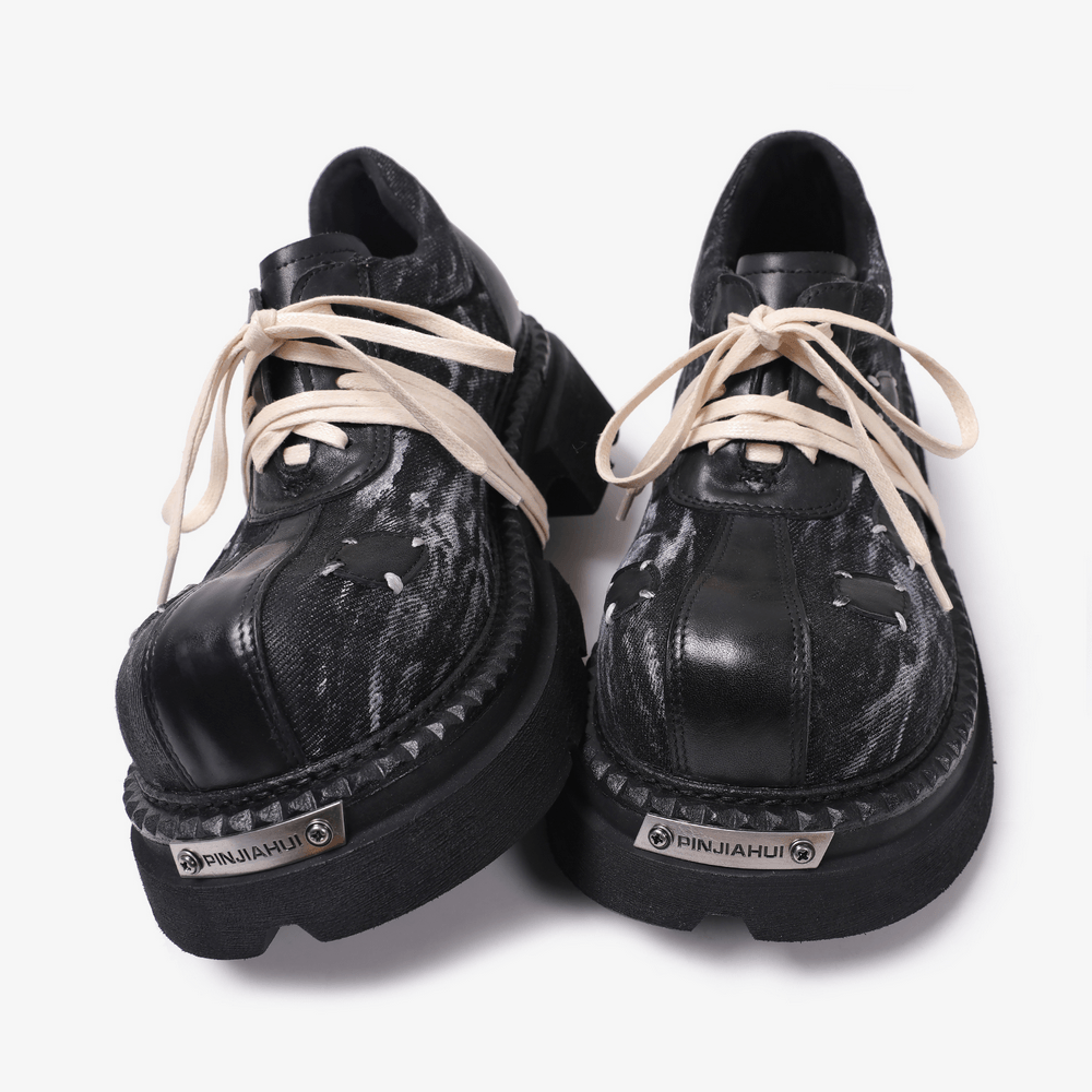 Men's Gothic Distressed Platform Shoes with Long Laces