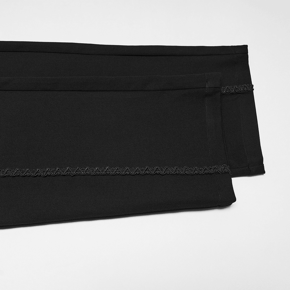 Men's Gothic Embossed Trim Tailored Black Trousers