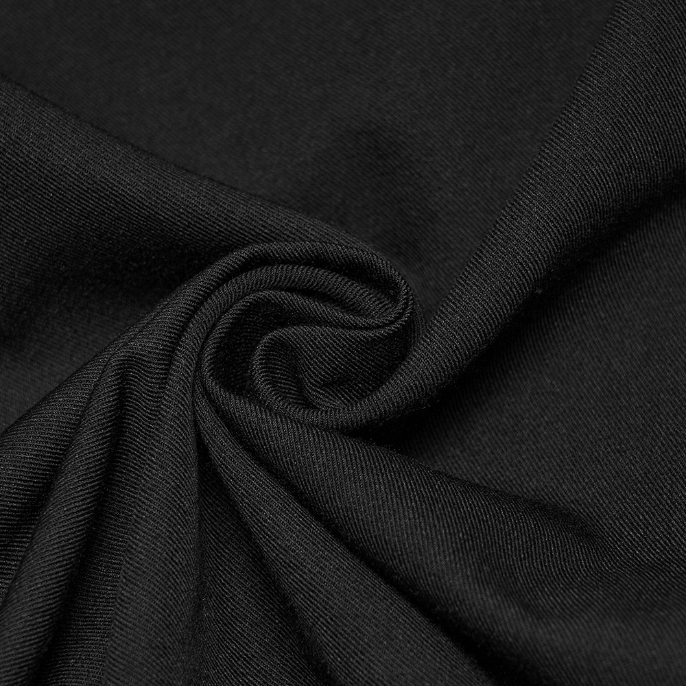 Men's Gothic Embossed Trim Tailored Black Trousers