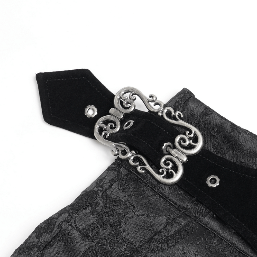 Men's Gothic Embroidered Pants with Lace-Up and Zip Front