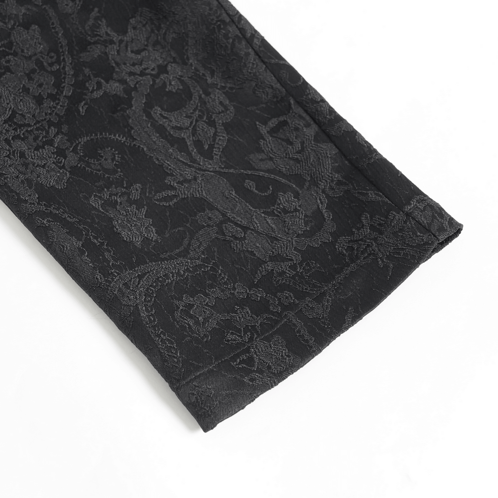 Men's Gothic Embroidered Pants with Lace-Up and Zip Front