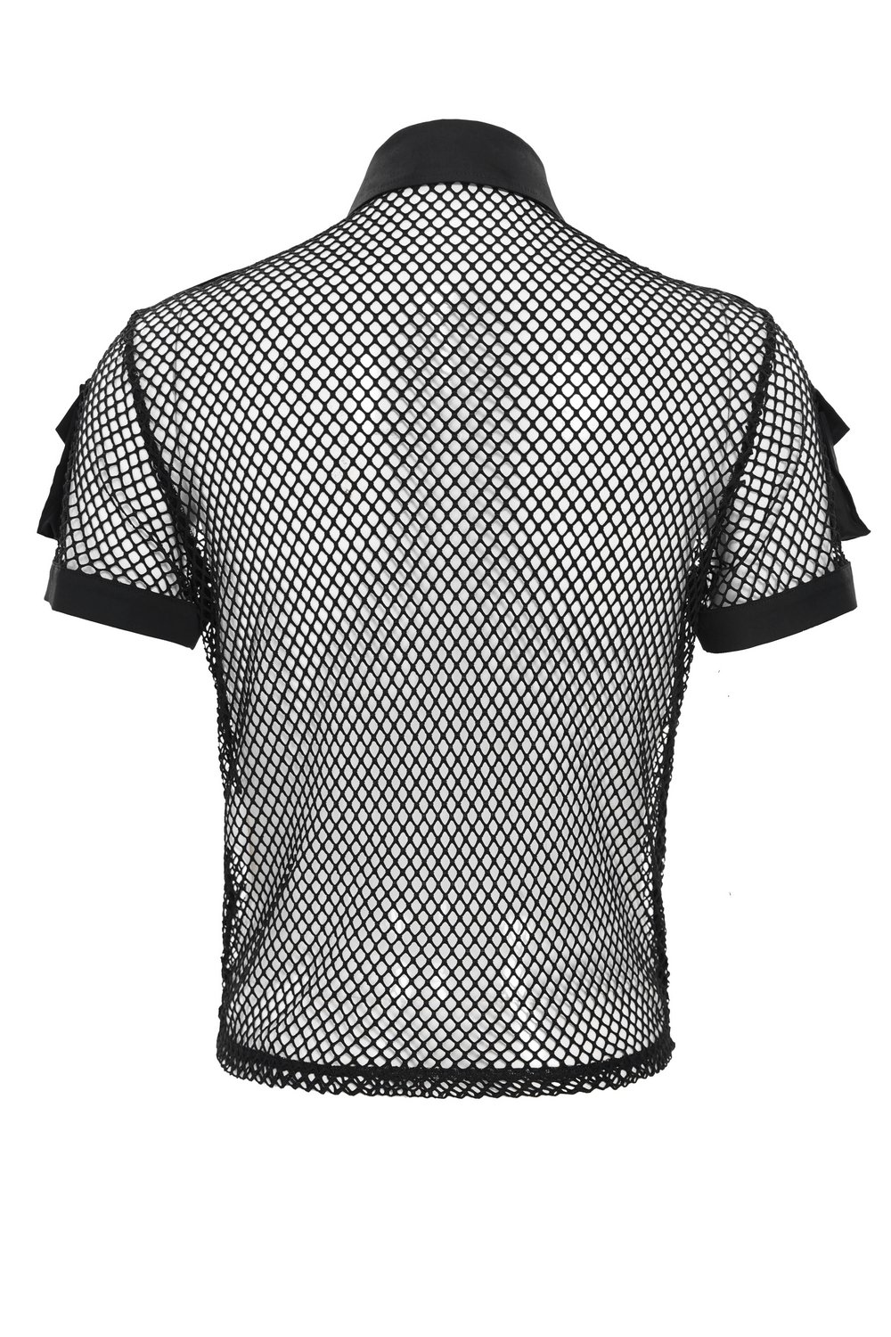 Men's Gothic Fishnet Shirt with Studded Buckles