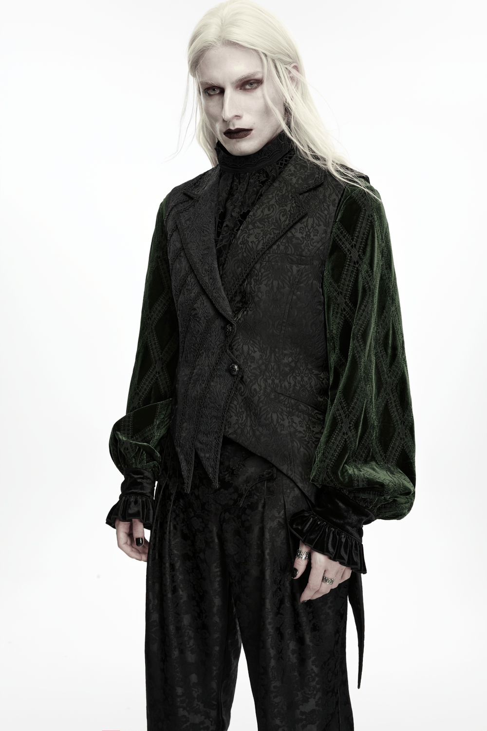 Men's Gothic Jacquard Asymmetrical Tailcoat Vest