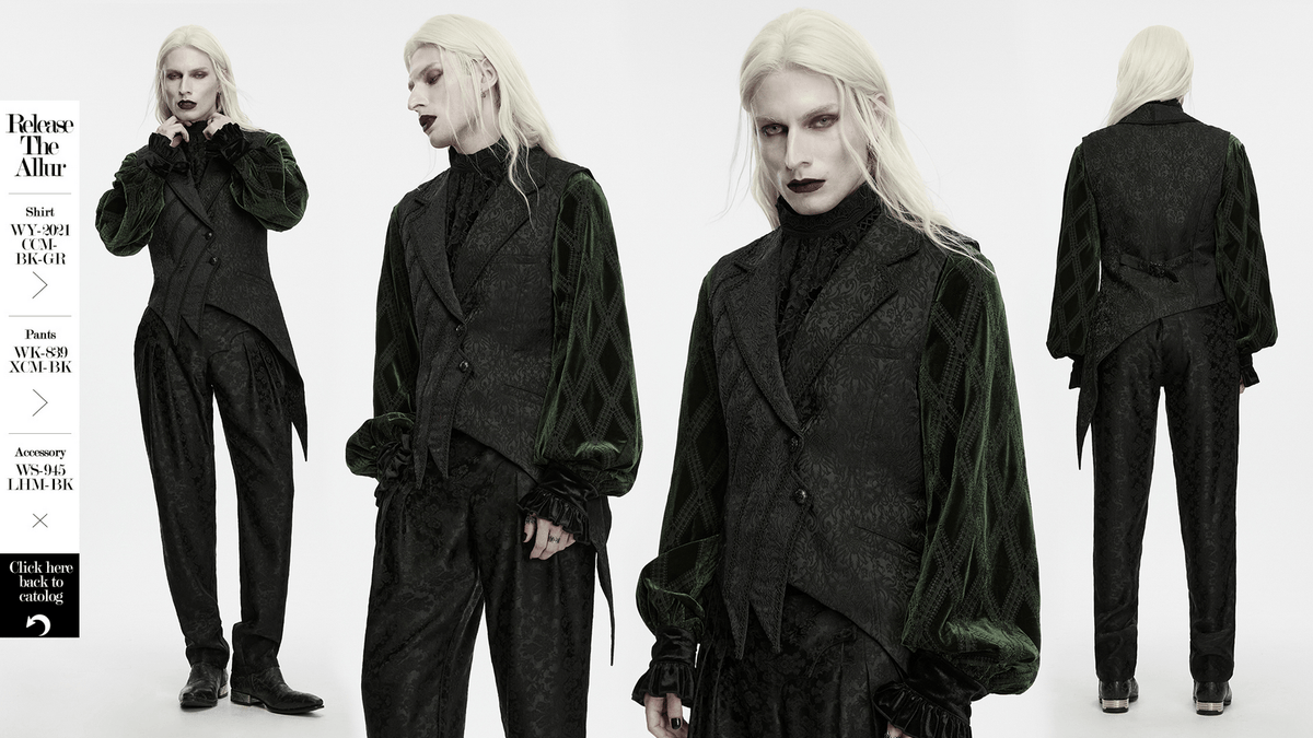 Men's Gothic Jacquard Asymmetrical Tailcoat Vest