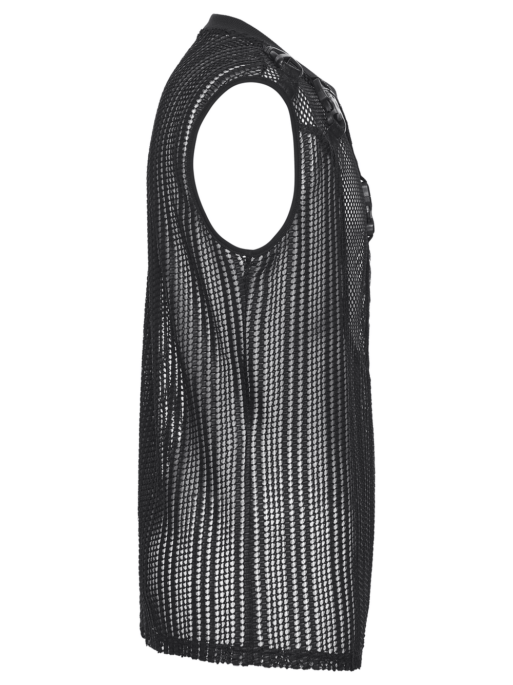 Men's Gothic Mesh Sleeveless Punk Top With Buckle Details