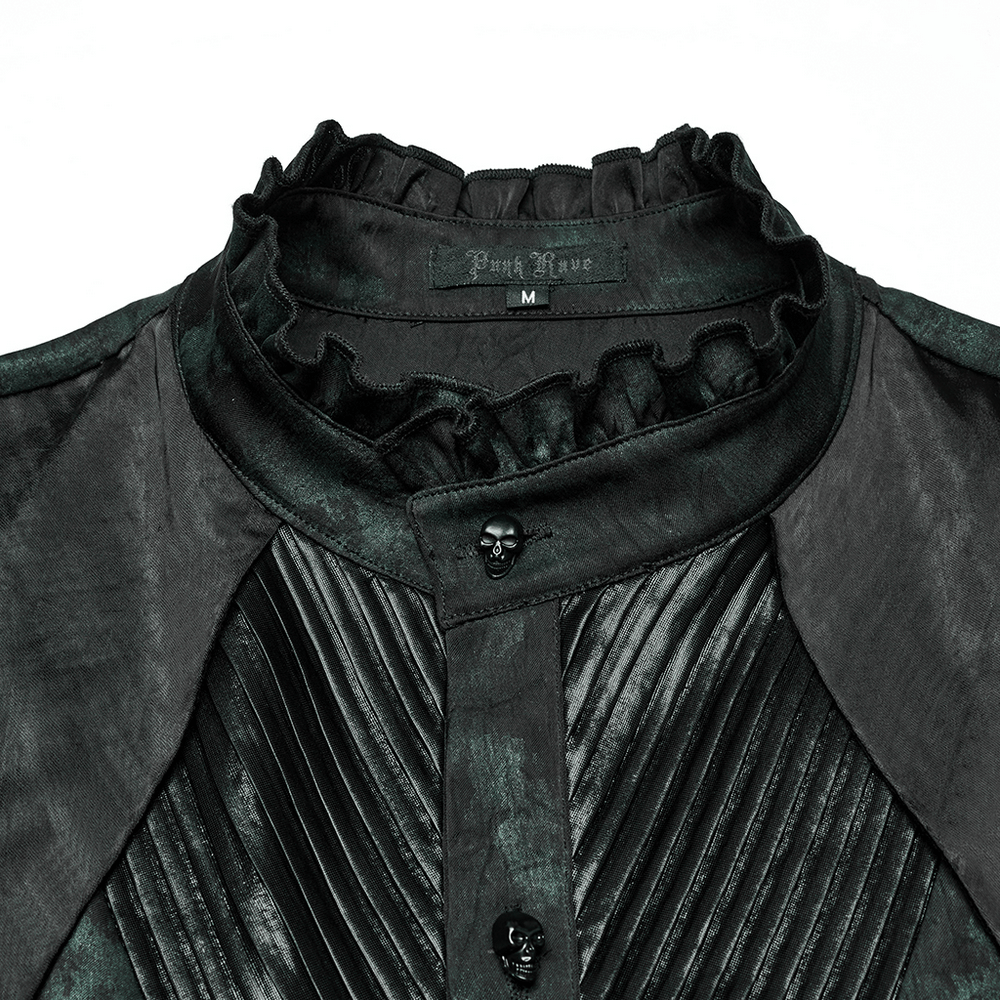 Men's Gothic Pleated Texture Long Sleeved Shirt