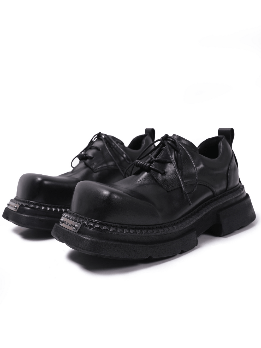Men's Gothic Punk Black Lace Up Chunky Derby Shoes