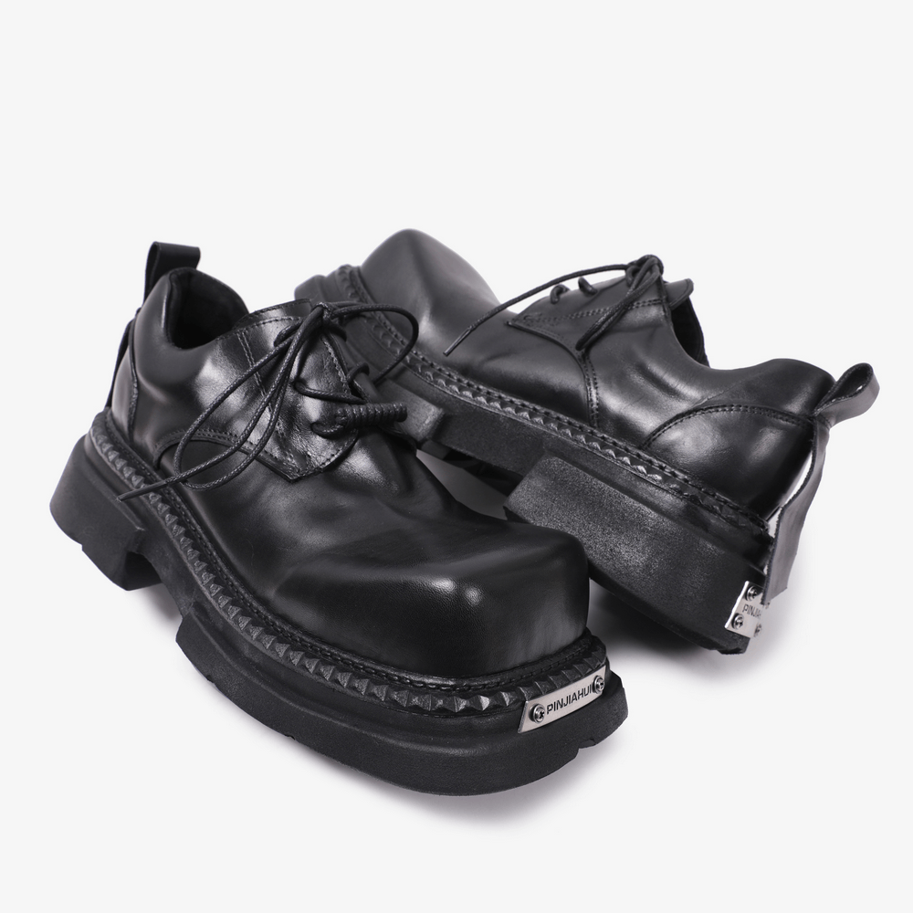 Men's Gothic Punk Black Lace Up Chunky Derby Shoes