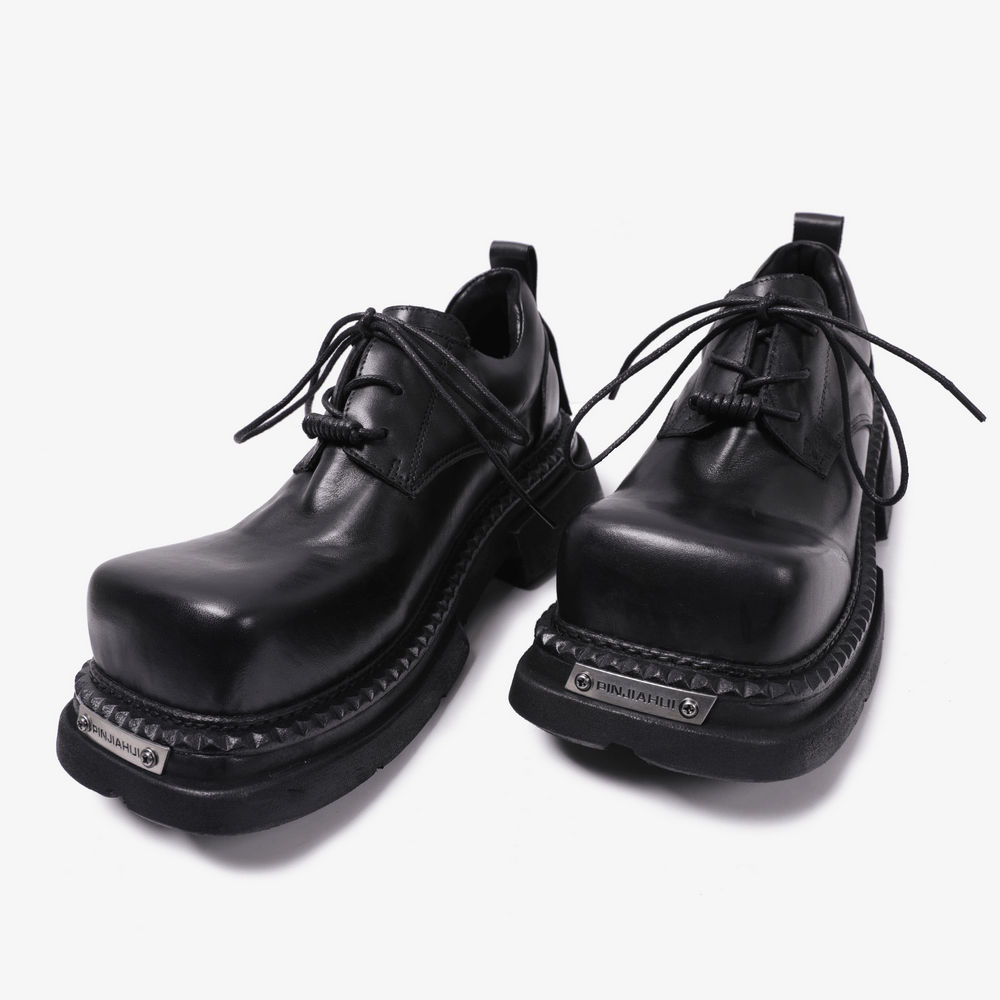 Men's Gothic Punk Black Lace Up Chunky Derby Shoes