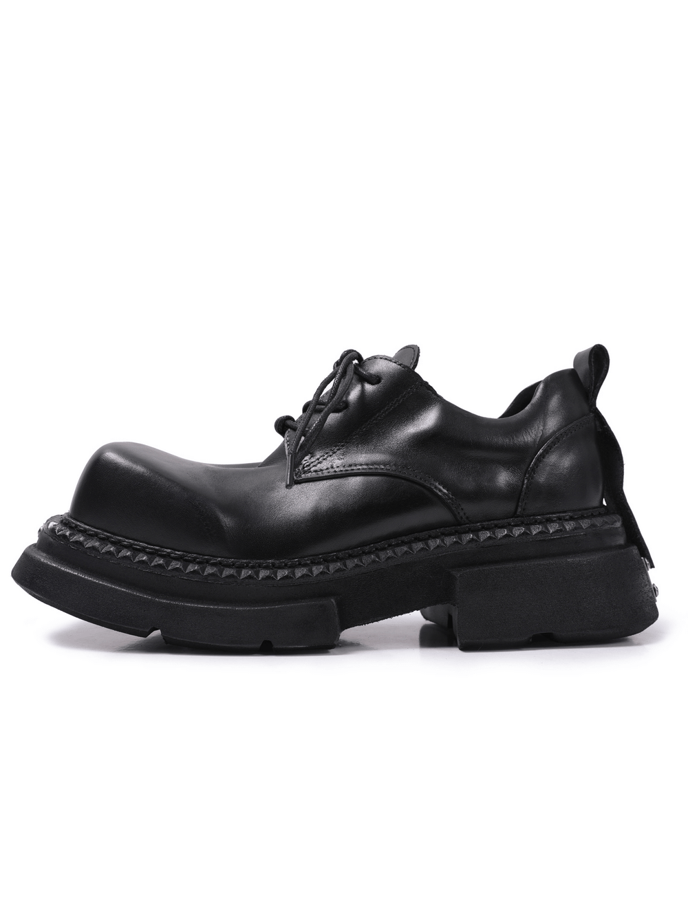 Men's Gothic Punk Black Lace Up Chunky Derby Shoes