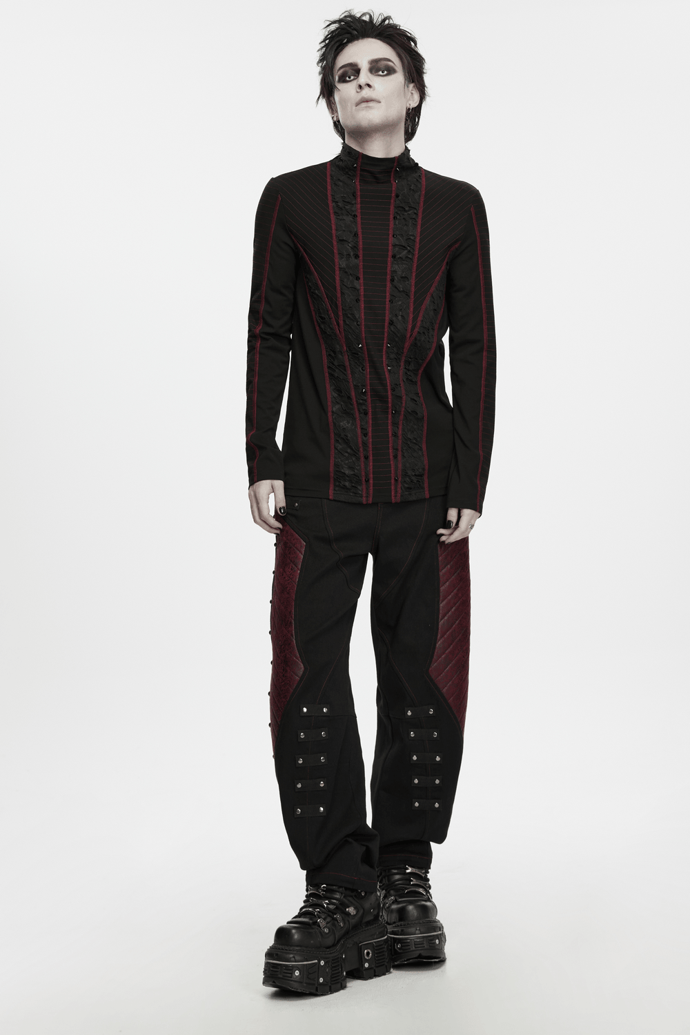 Men's Gothic Punk Geometric Knit Long-Sleeved Top