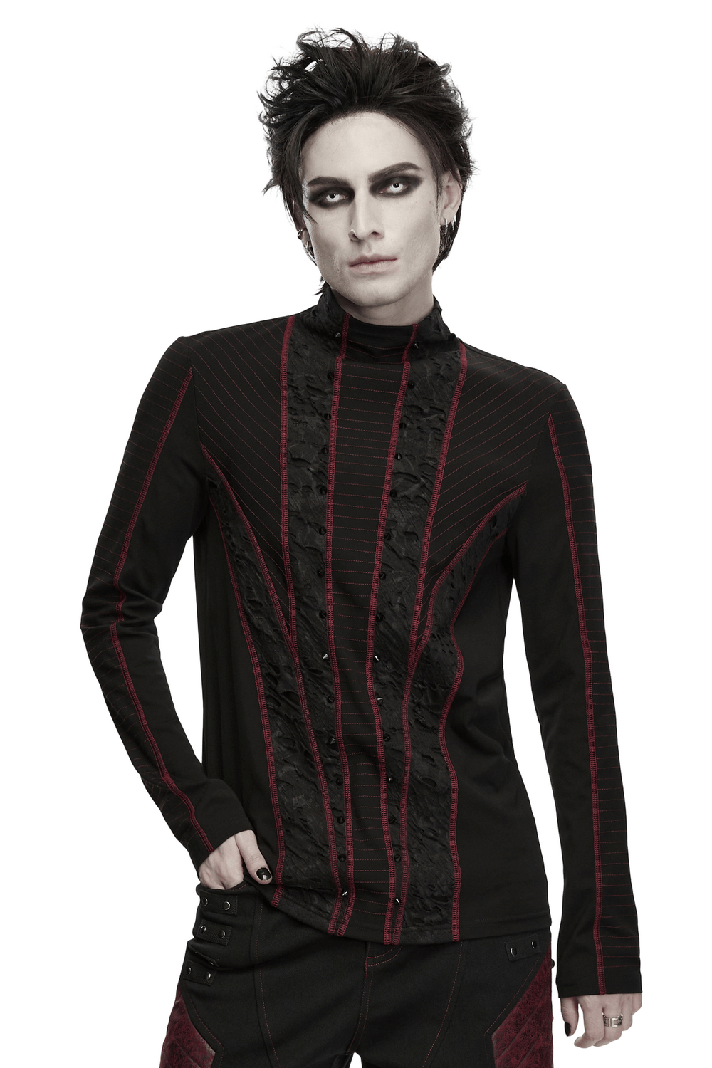 Men's Gothic Punk Geometric Knit Long-Sleeved Top