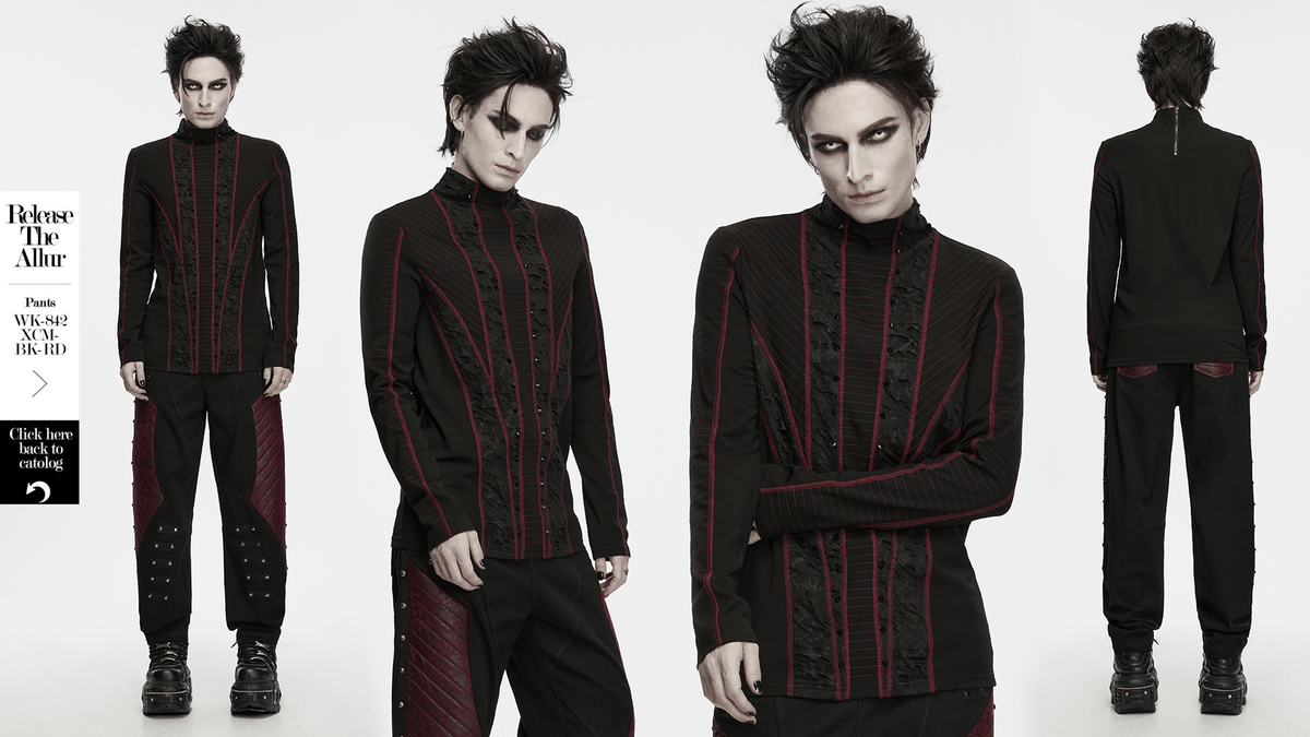 Men's Gothic Punk Geometric Knit Long-Sleeved Top