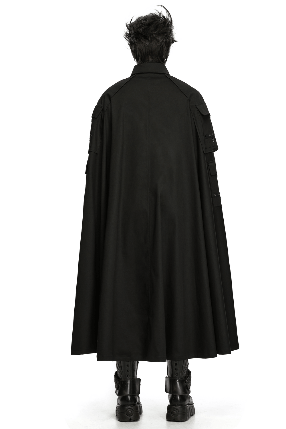Men's Gothic Punk Long Cloak with Strap Details