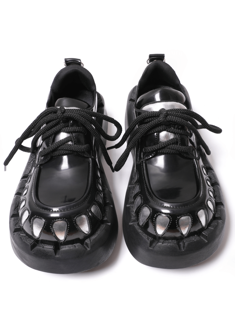 Men's Gothic Silver Claw Platform Lace-Up Shoes