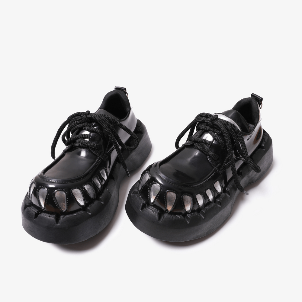 Men's Gothic Silver Claw Platform Lace-Up Shoes