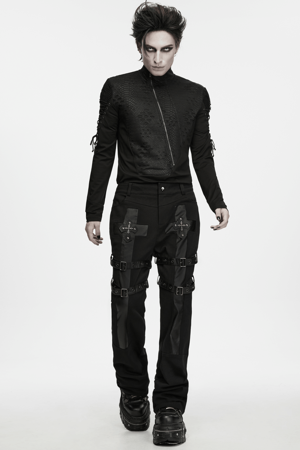 Men's Gothic Snake Texture Techwear Turtleneck Top