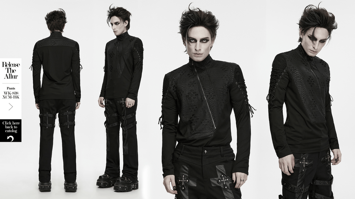 Men's Gothic Snake Texture Techwear Turtleneck Top