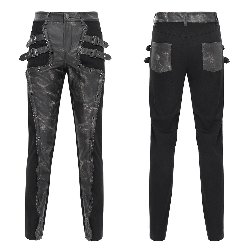 Men's Gothic Techwear Pants with Buckles and Panels