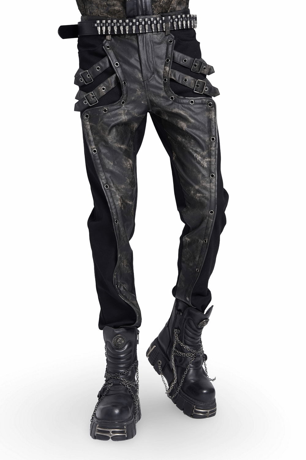 Men's Gothic Techwear Pants with Buckles and Panels