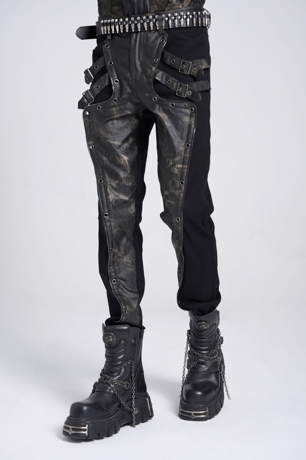 Men's Gothic Techwear Pants with Buckles and Panels