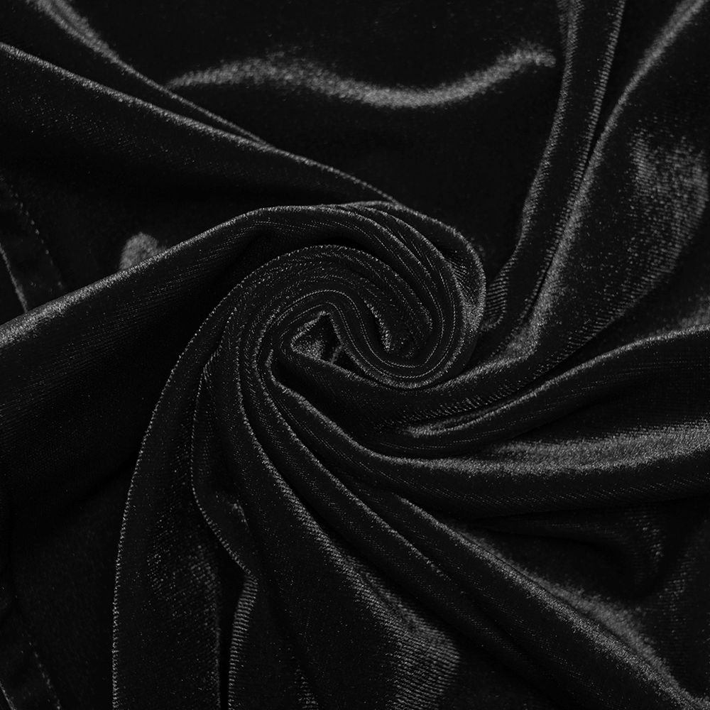Men's Gothic Velvet Shirt with Embroidery and Ruffles
