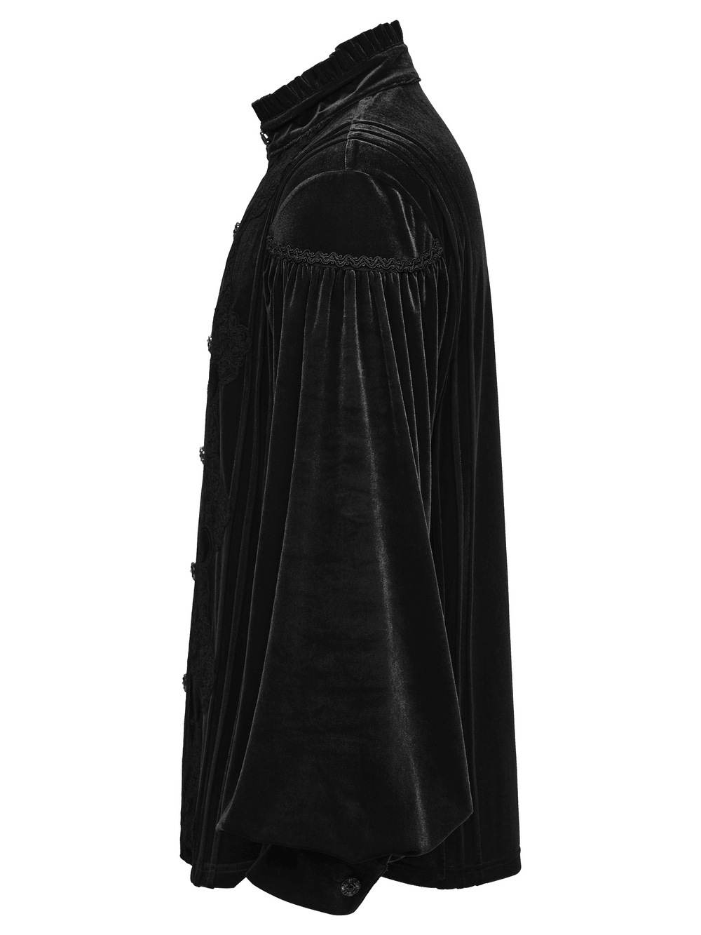 Men's Gothic Velvet Shirt with Embroidery and Ruffles
