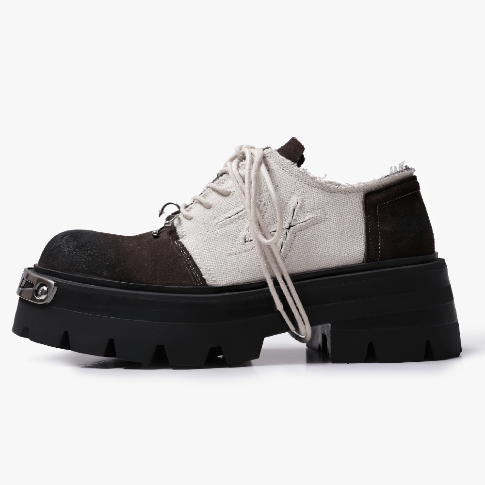 Men's Grunge Platform Derby Shoes with Contrast Panels