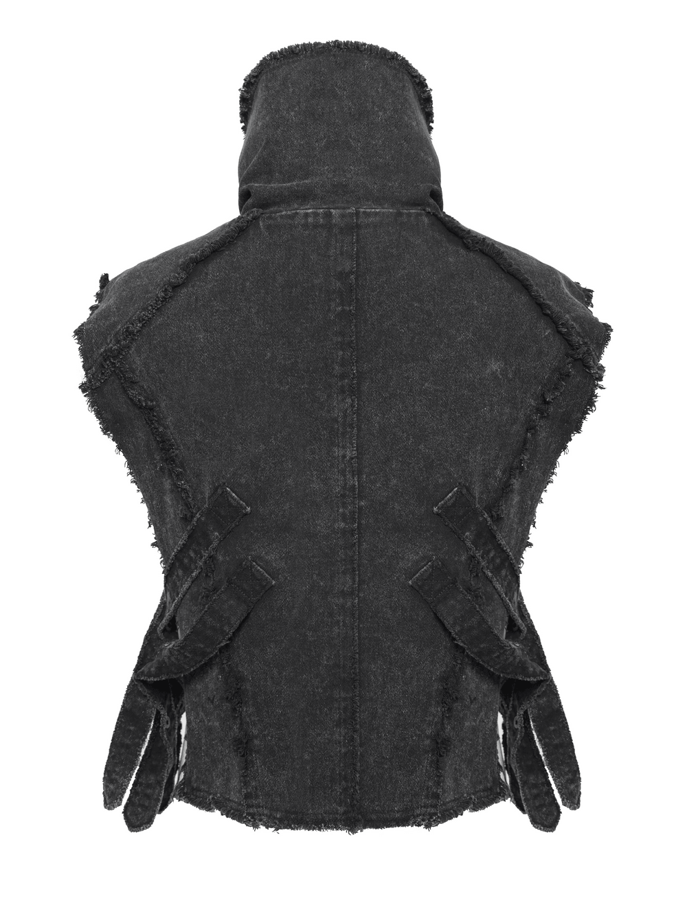Men's High Collar Vest with Chains and Side Strap Cutouts