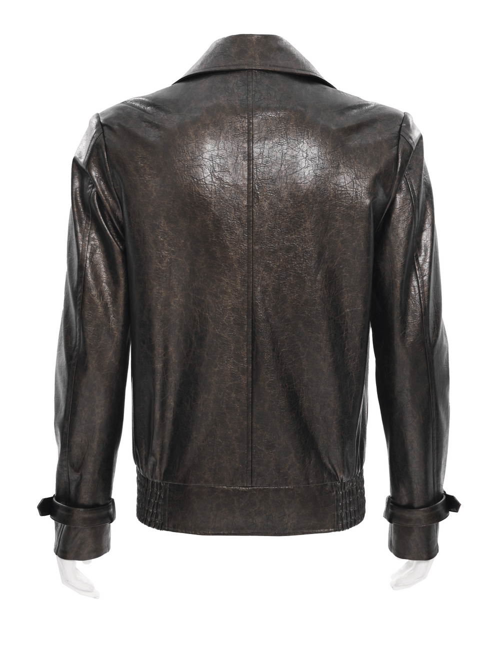 Men's Punk Biker Jacket with Studs and Zipper Trim