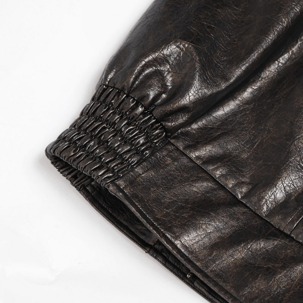 Men's Punk Biker Jacket with Studs and Zipper Trim