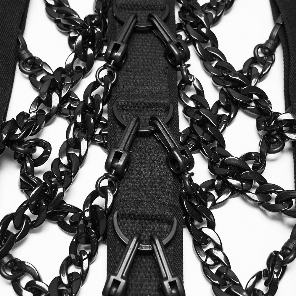 Men's Punk Chain Harness Stand Collar Open Vest