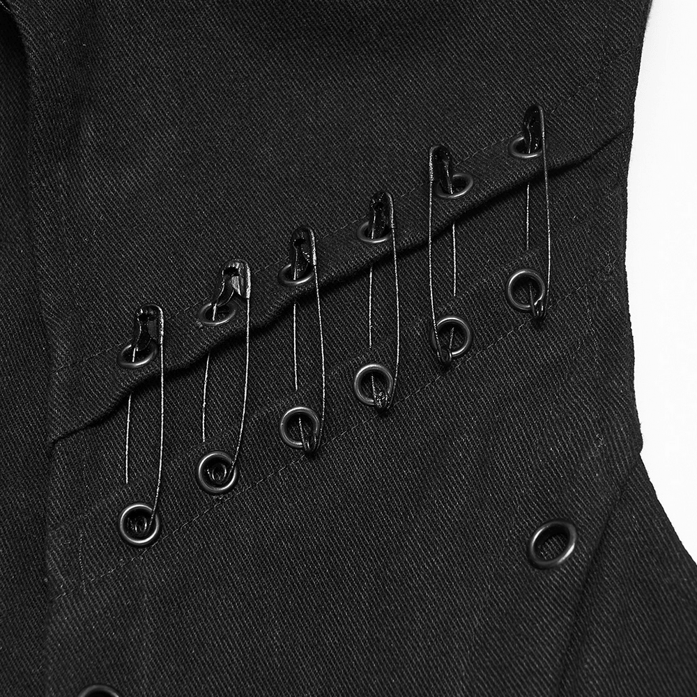 Men's Punk Chain Harness Stand Collar Open Vest