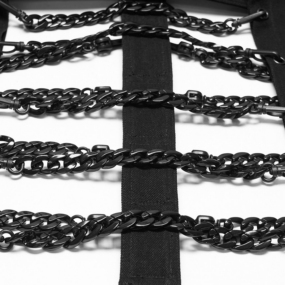 Men's Punk Chain Harness Stand Collar Open Vest