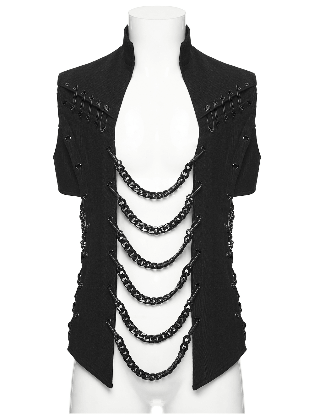 Men's Punk Chain Harness Stand Collar Open Vest