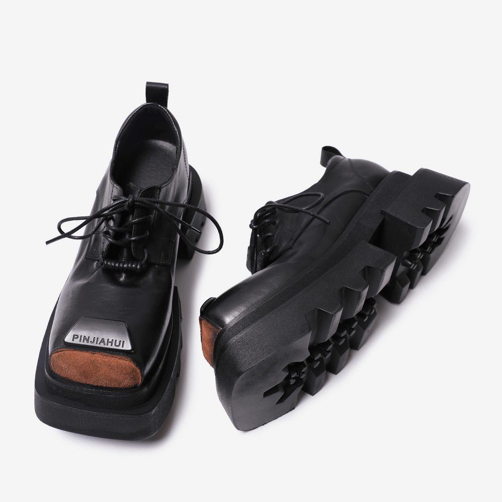 Men's Punk Chunky Lace-Up Shoes with Toe Panels