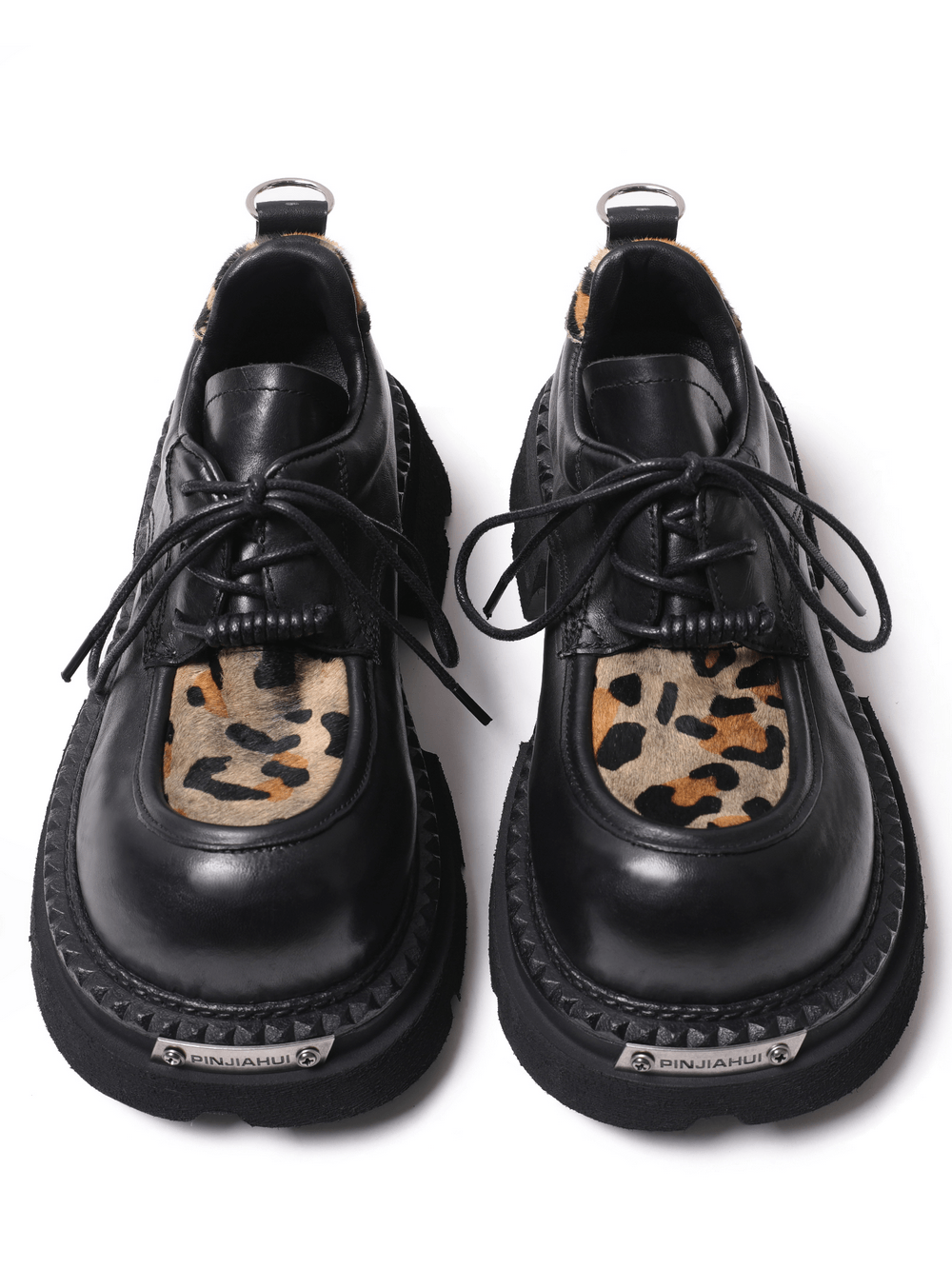 Men's Punk Leopard Chunky Platform Lace-Up Shoes