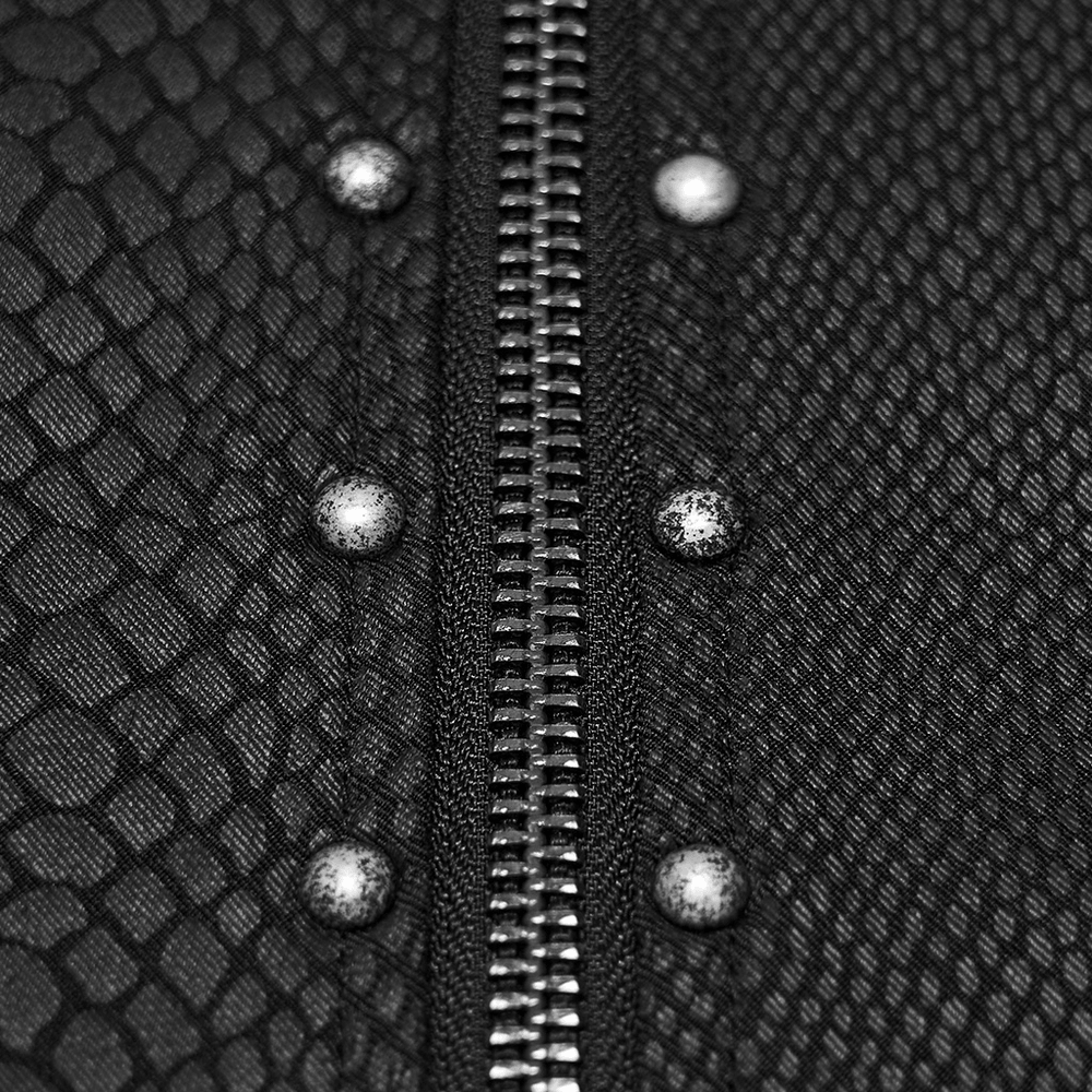 Men's Punk Snake Pattern Shirt with Studded Details