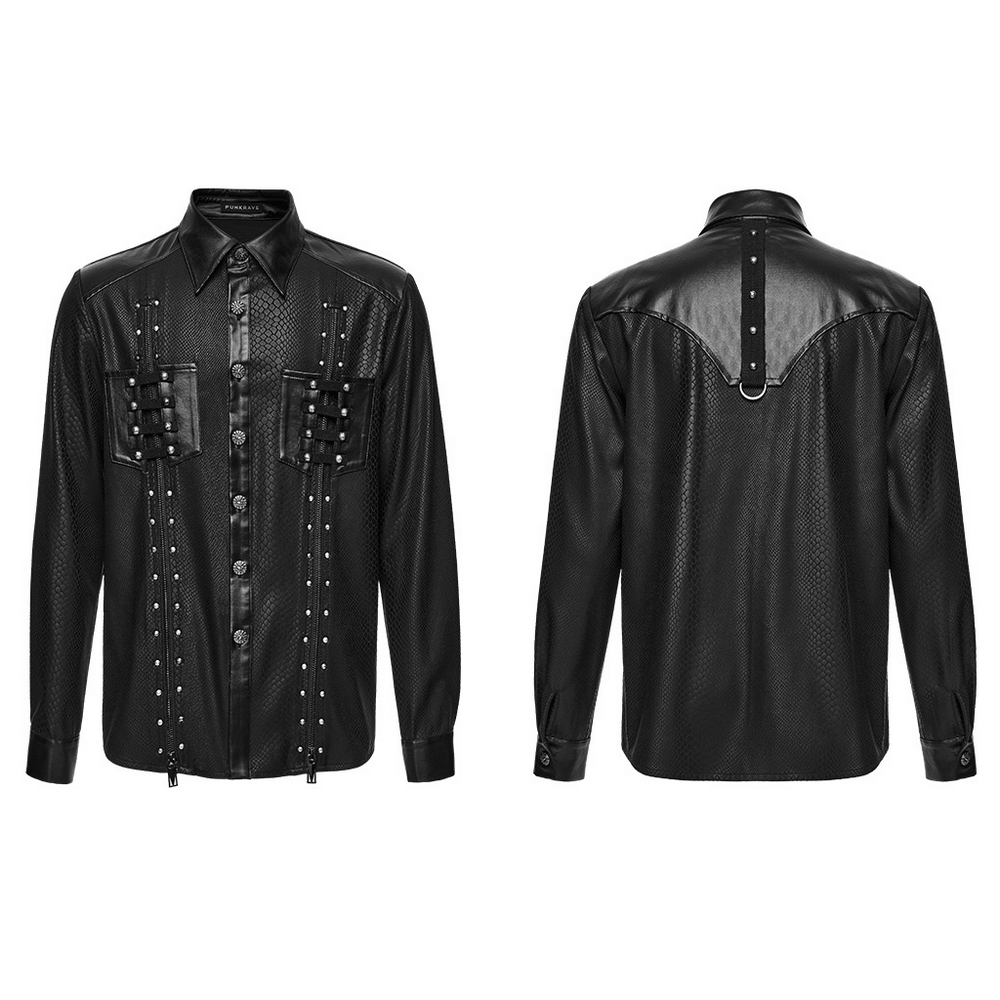 Men's Punk Snake Pattern Shirt with Studded Details
