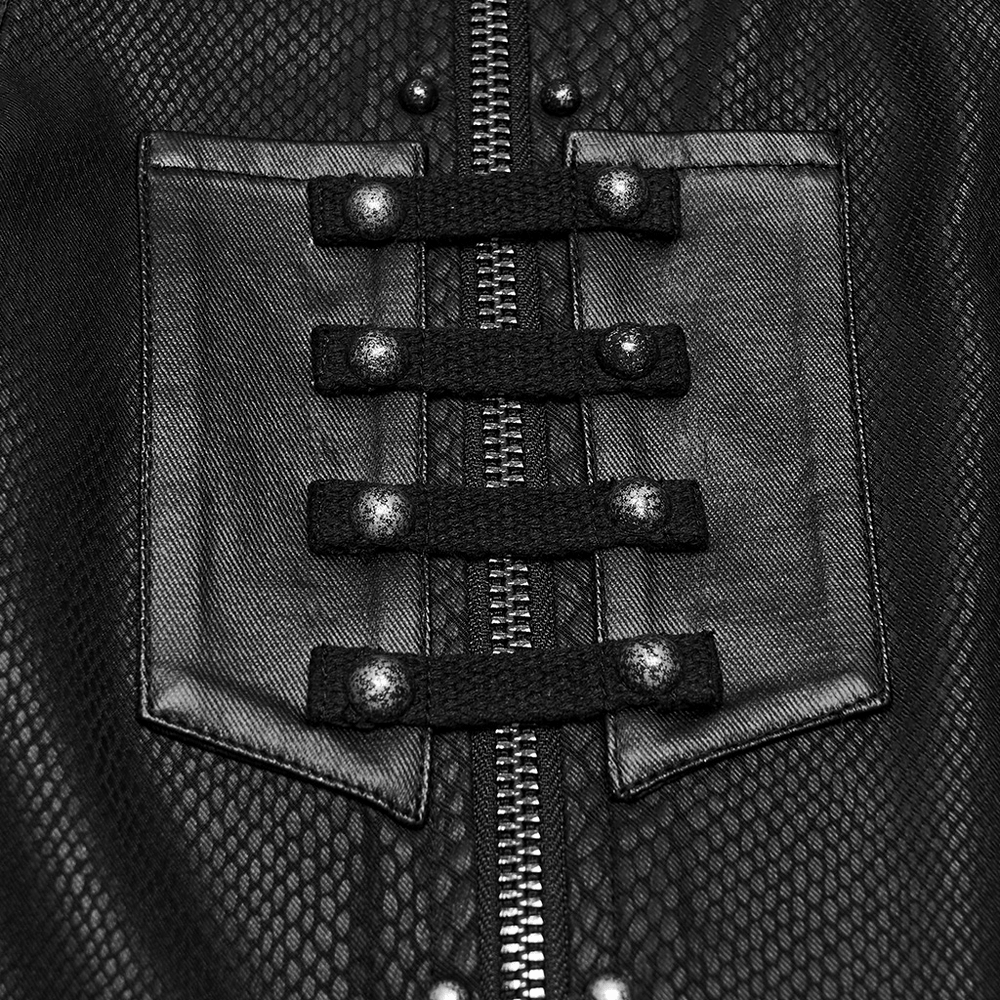 Men's Punk Snake Pattern Shirt with Studded Details