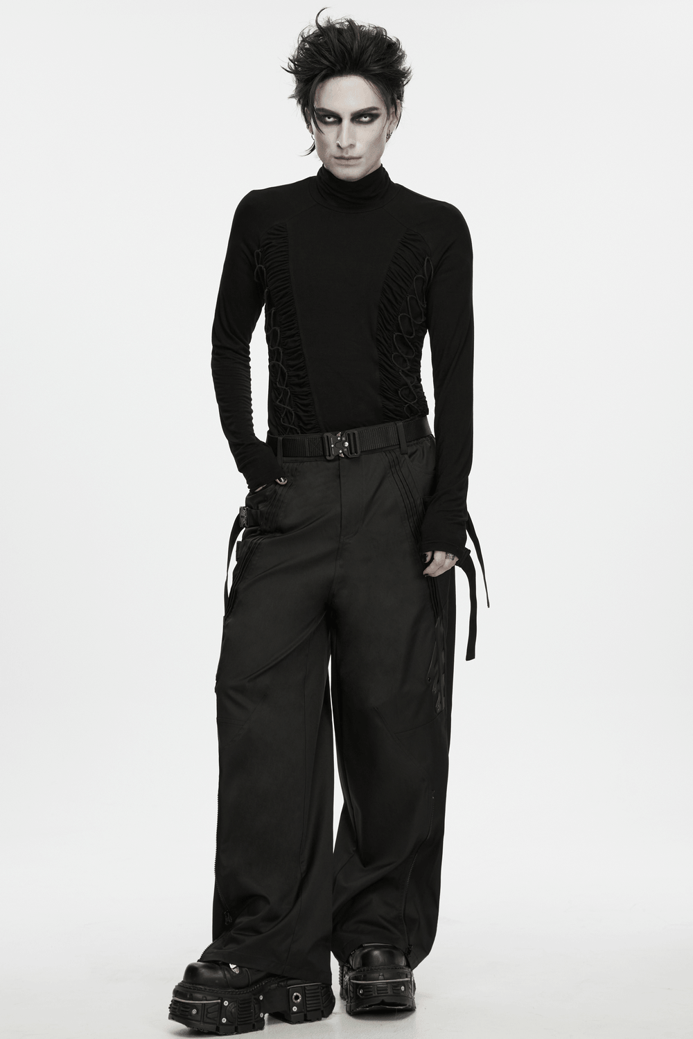 Men's Techwear Convertible Cargo Pants with Buckle Straps