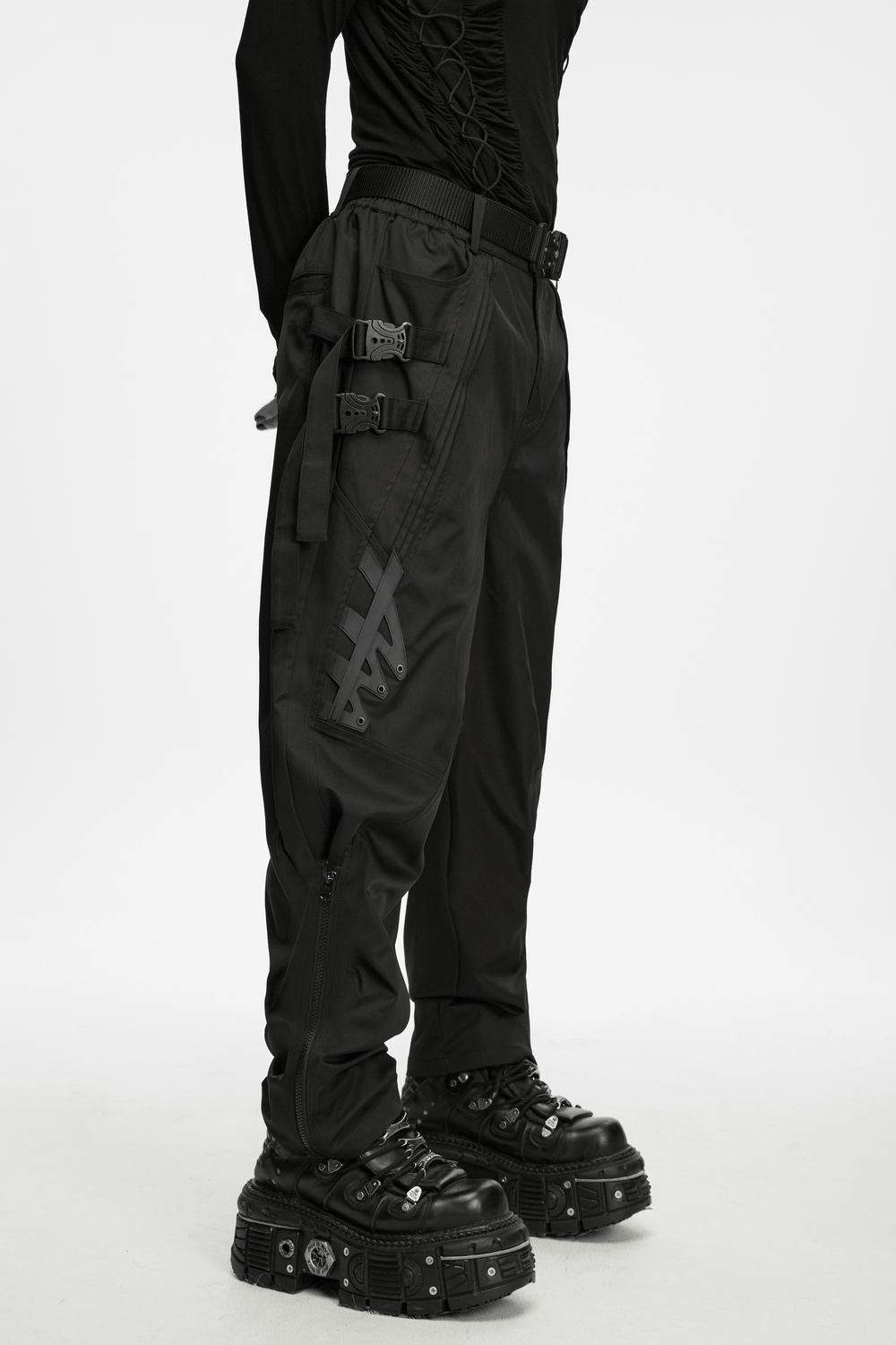 Men's Techwear Convertible Cargo Pants with Buckle Straps