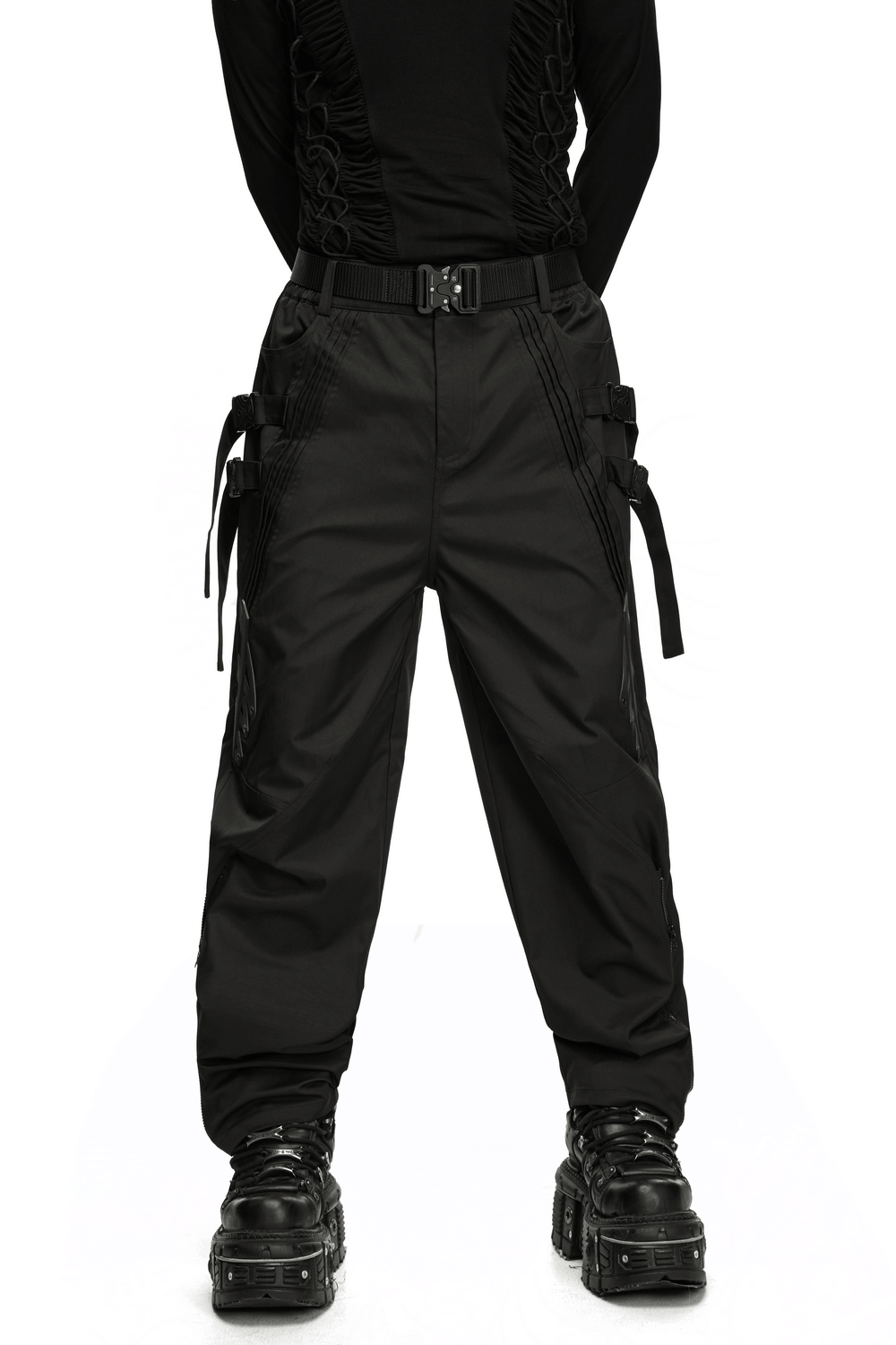 Men's Techwear Convertible Cargo Pants with Buckle Straps