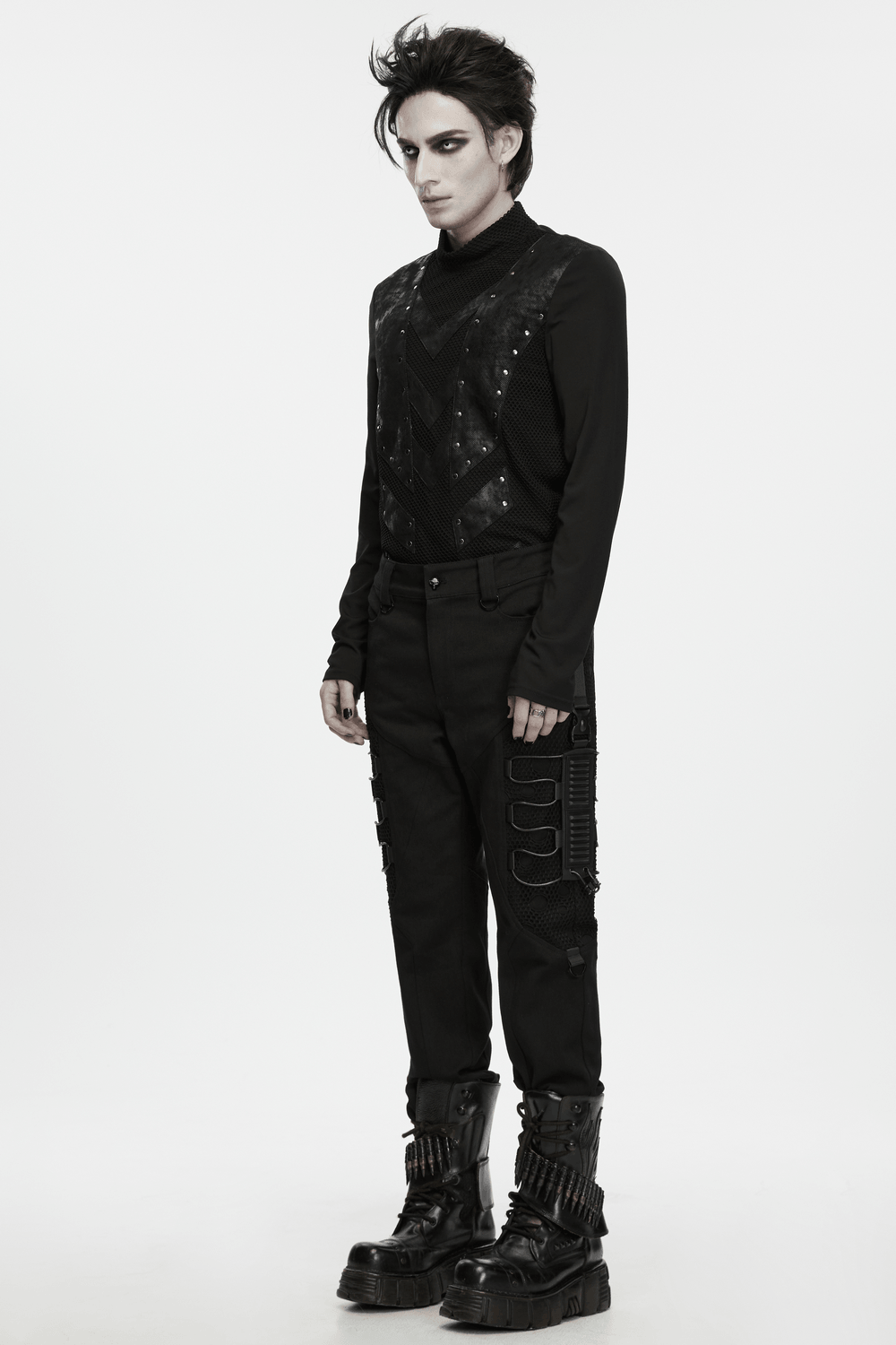 Men's Techwear Punk Trousers with Mesh Panels