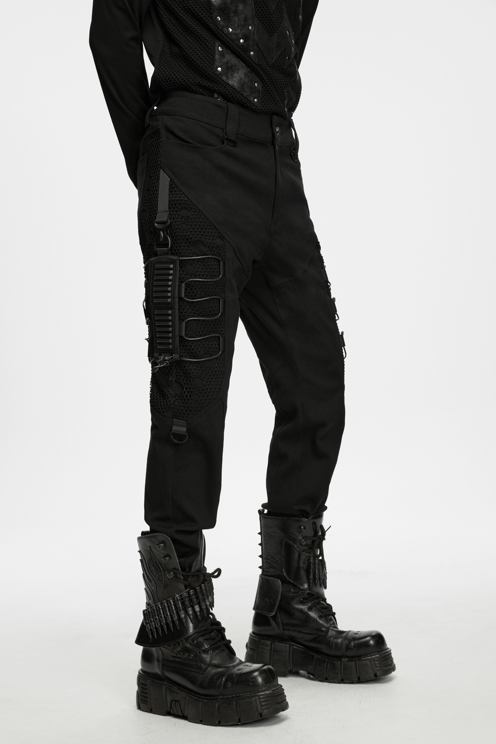 Men's Techwear Punk Trousers with Mesh Panels