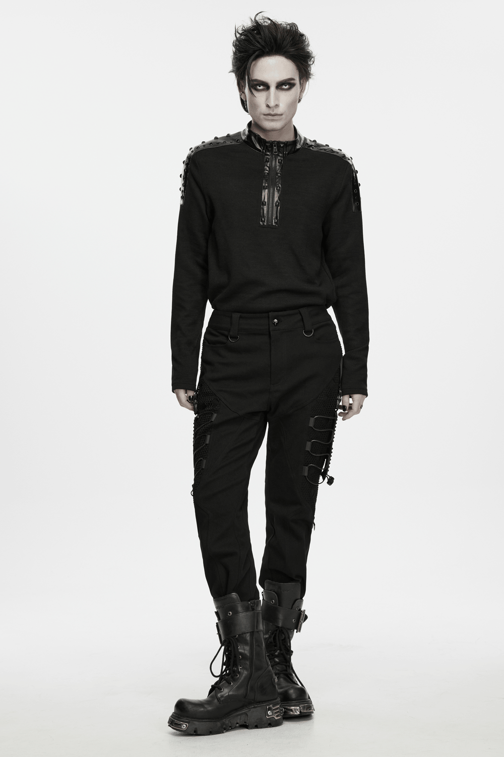 Men's Techwear Punk Trousers with Mesh Panels
